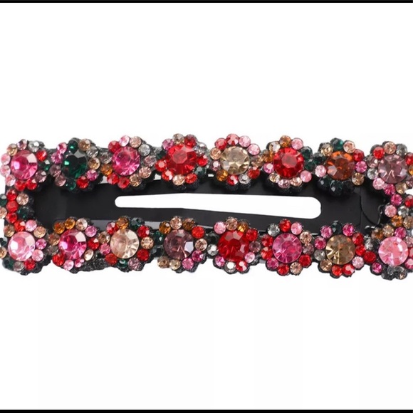 TRENDY SEXY HAIR CLIP BLACK WITH MULTICOLOR STONES - Picture 4 of 7